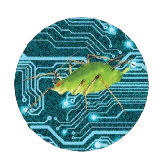 My YouTube logo, an aphid on a circuit board.